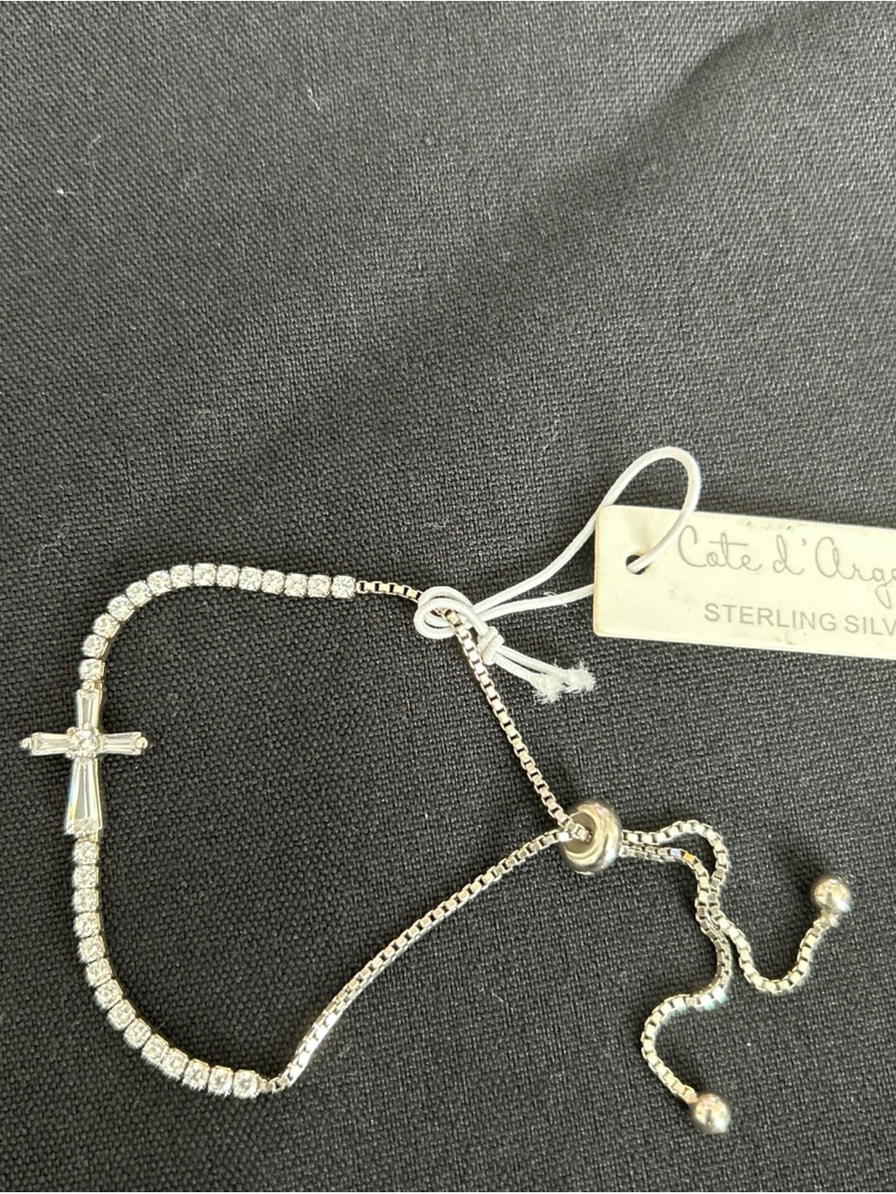 Cate & Co. Sterling Silver Crystal Cross Slider Bracelet - Silver